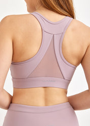 Pink mesh triangle training top