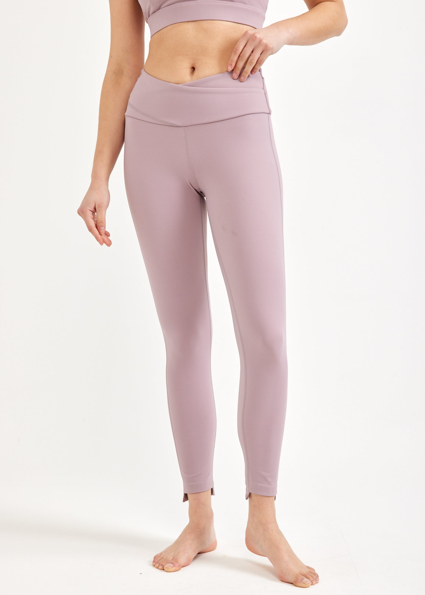 טייץ בייסיק חגורת שני פסים ורוד