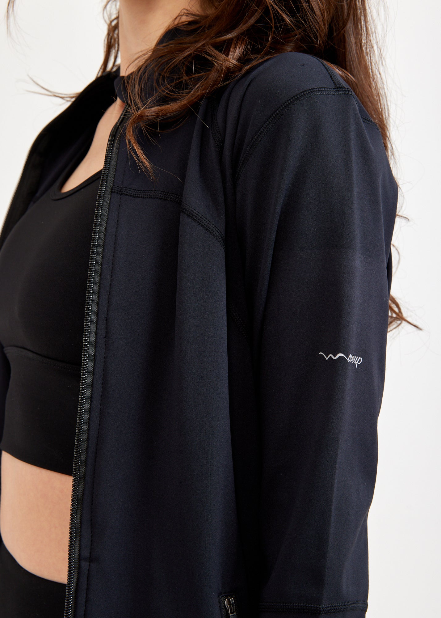 Black open back training jacket