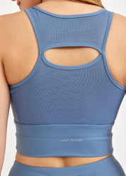 Blue mesh back training top