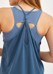 Training tank top X on the back mesh combination blue