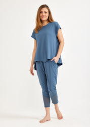 Back training shirt like a blue mesh tank top