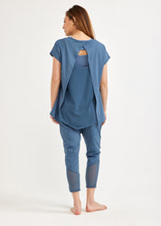 Back training shirt like a blue mesh tank top