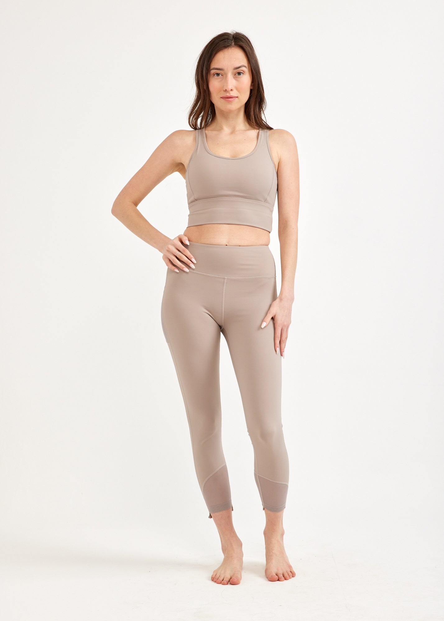 Beige mesh back training top