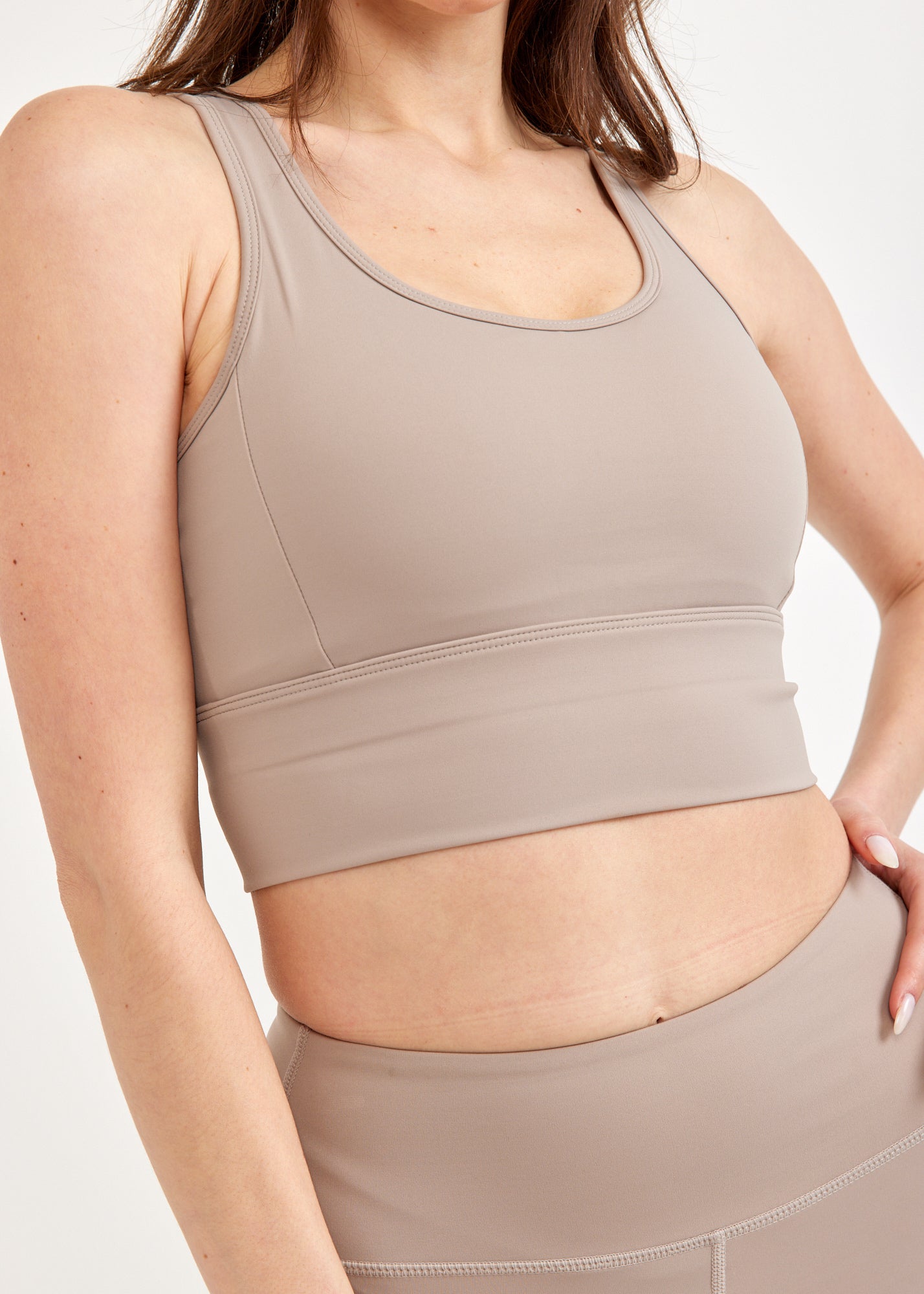 Beige mesh back training top