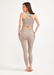 Mesh combination tights and back zipper beige