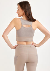 Beige mesh back training top