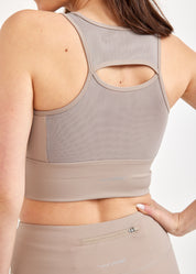 Beige mesh back training top