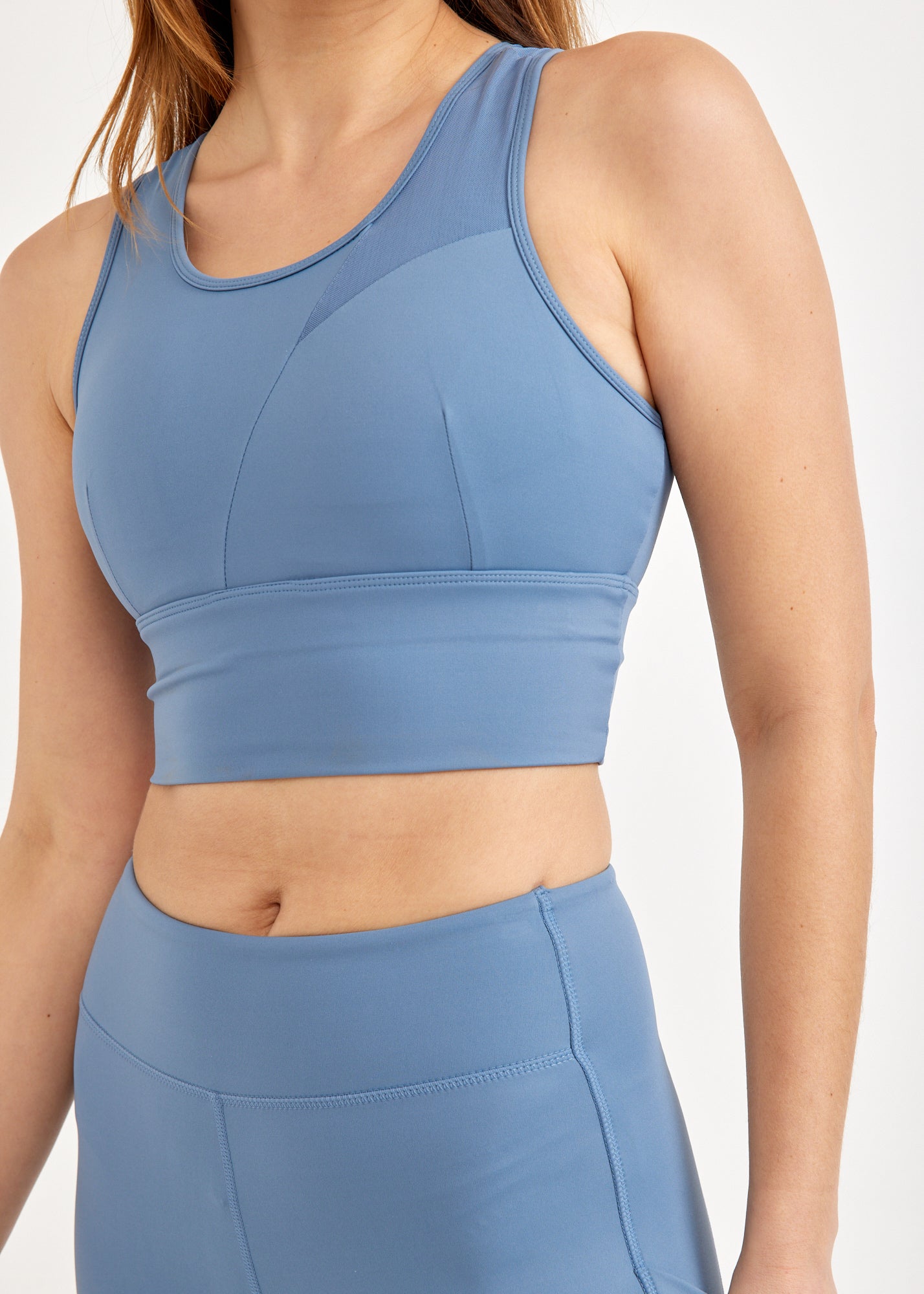Training top diagonal cuts blue mesh combination