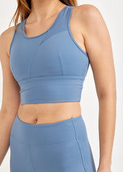 Training top diagonal cuts blue mesh combination