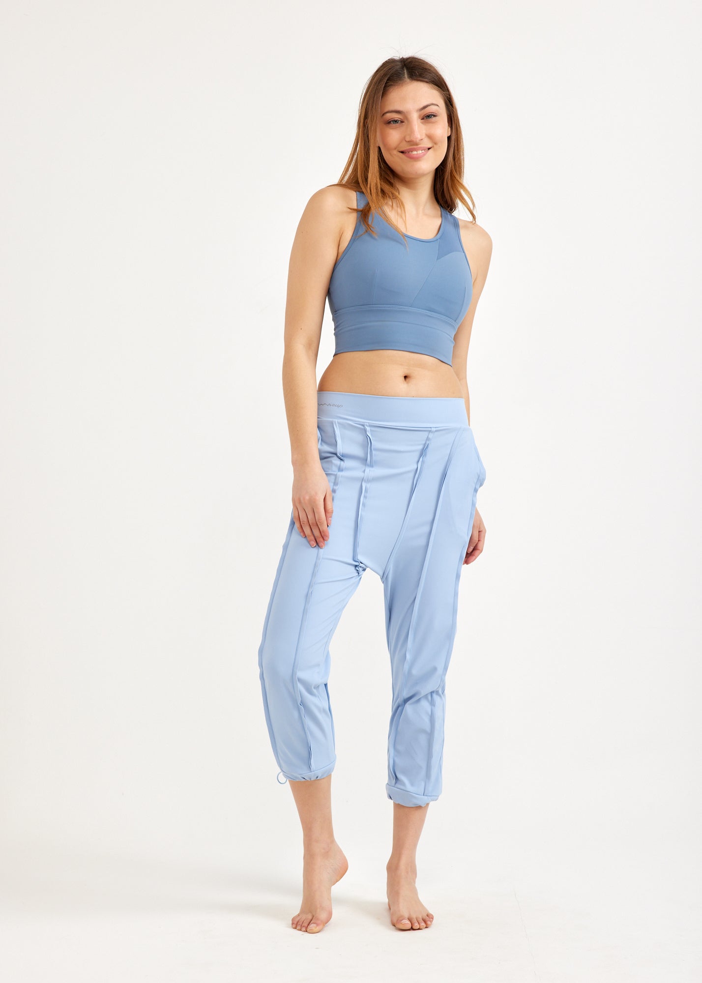 Boy pants 3/4 diagonal seams light blue mesh combination