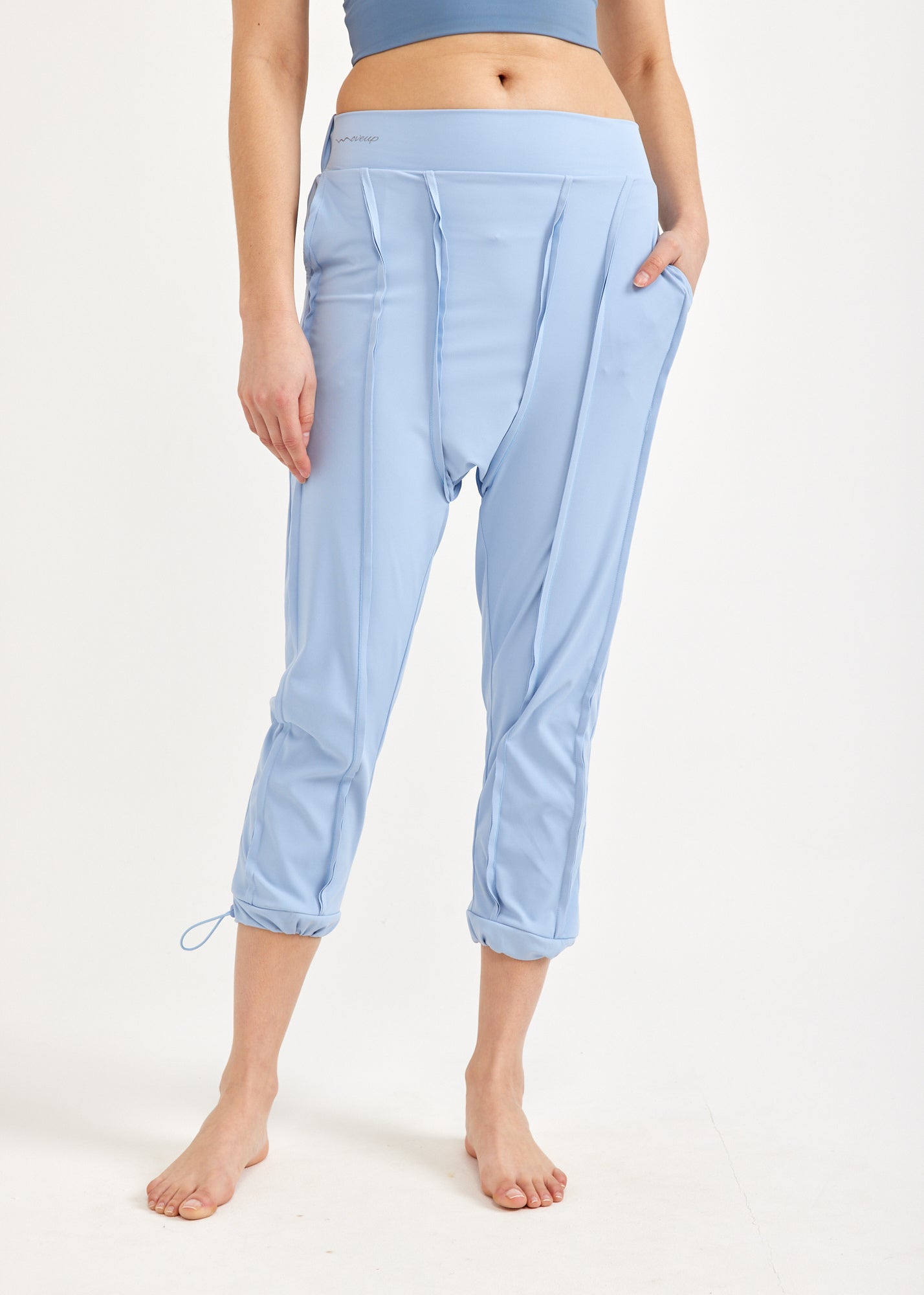 Boy pants 3/4 diagonal seams light blue mesh combination