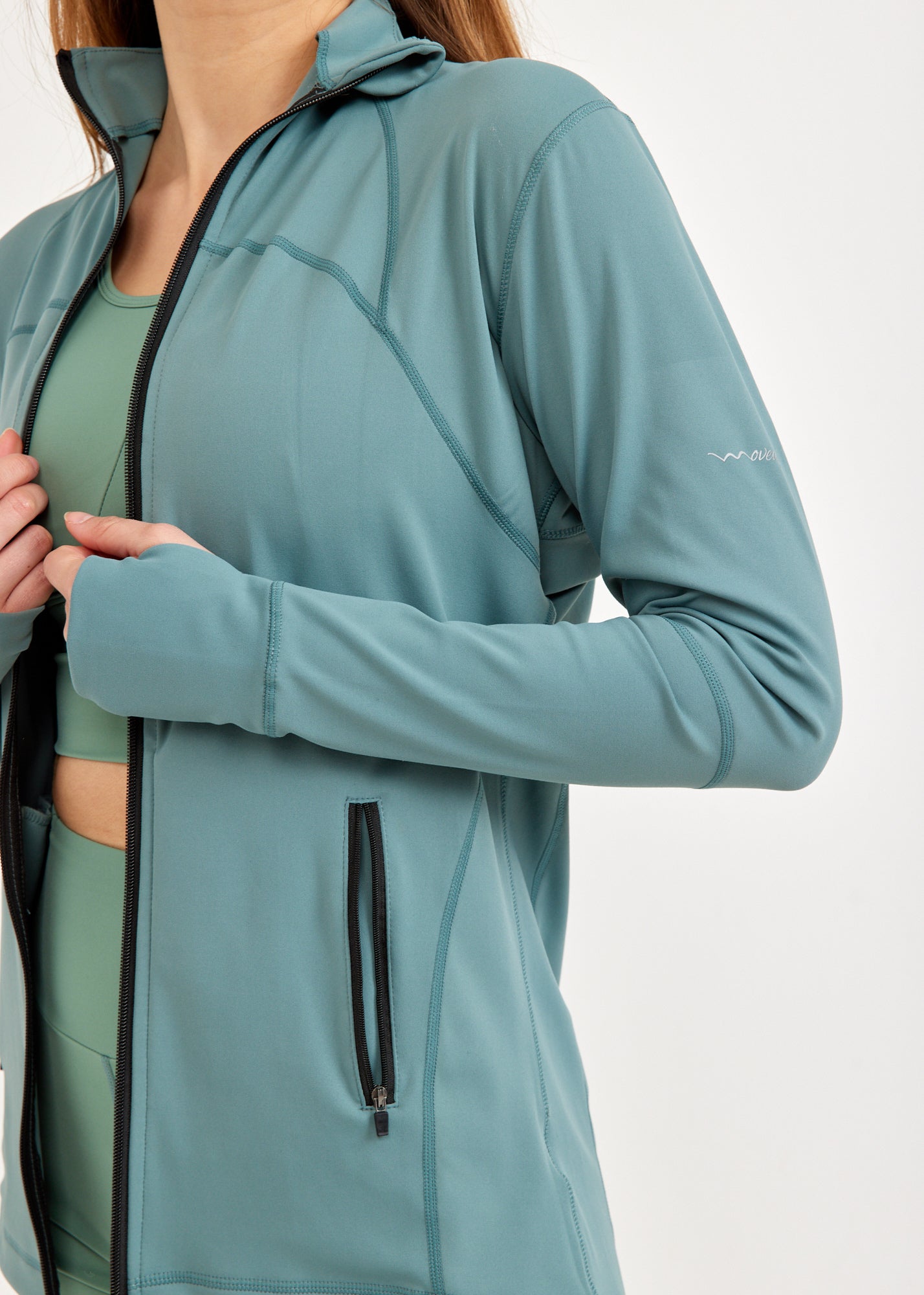 Green back opening training jacket