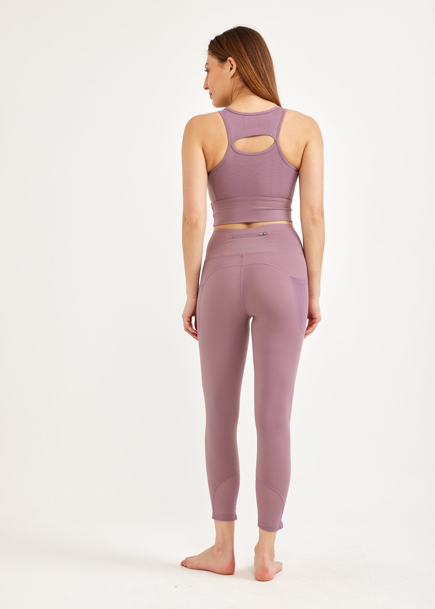Mesh combination tights and pink back zipper