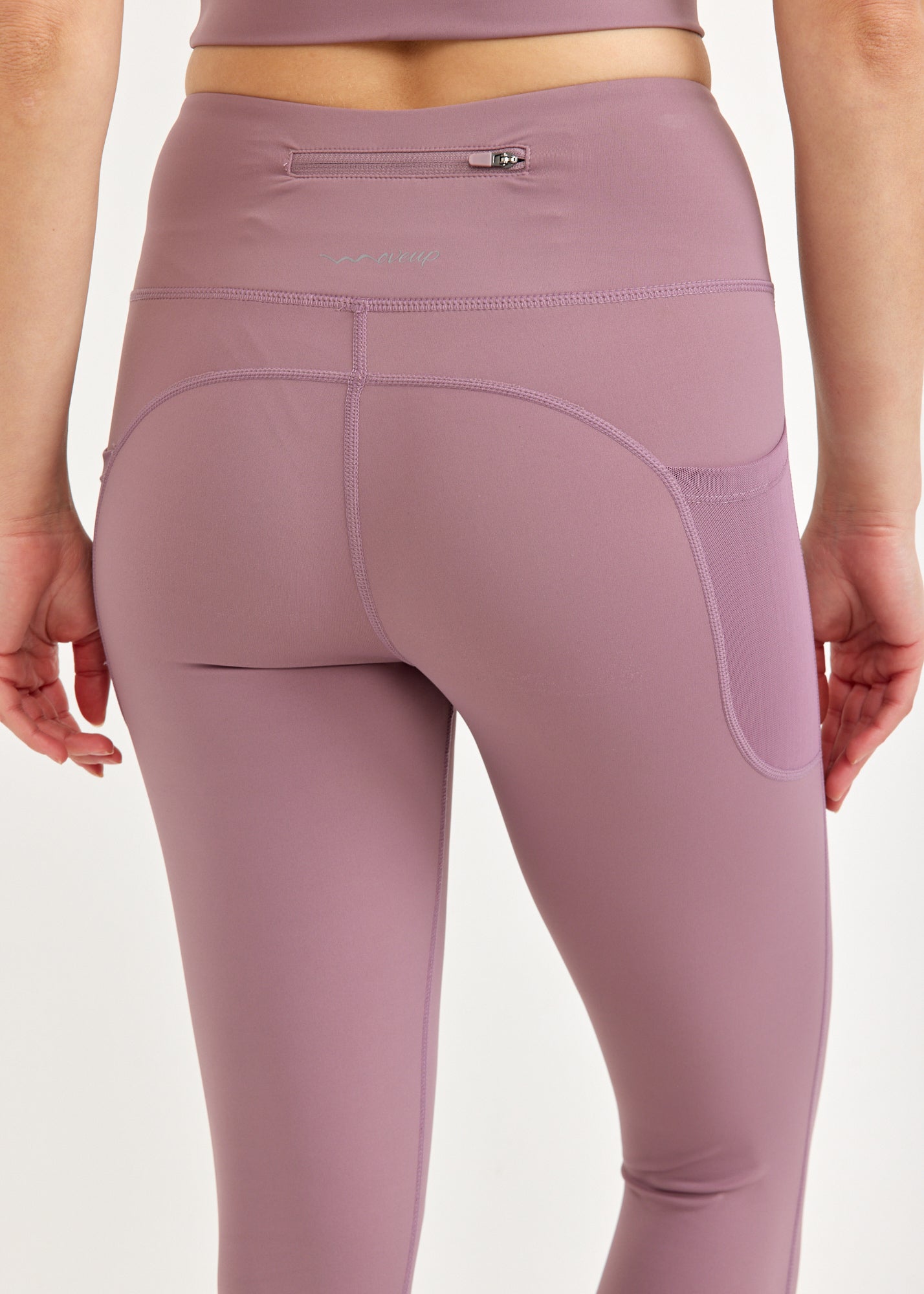 Mesh combination tights and pink back zipper