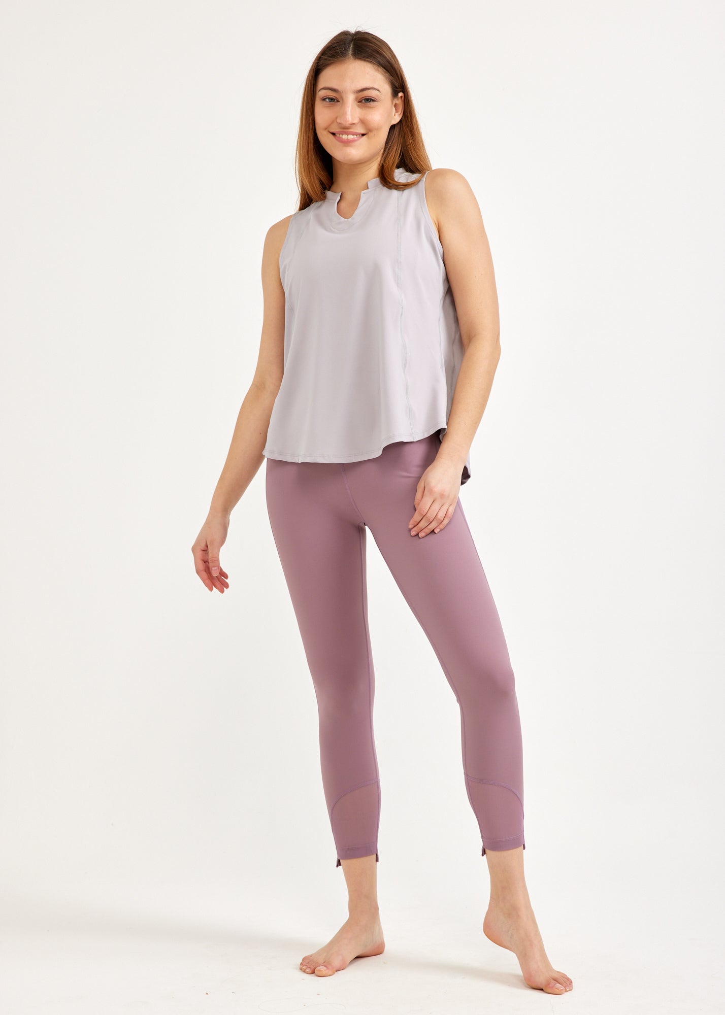 Light gray mesh training tank top