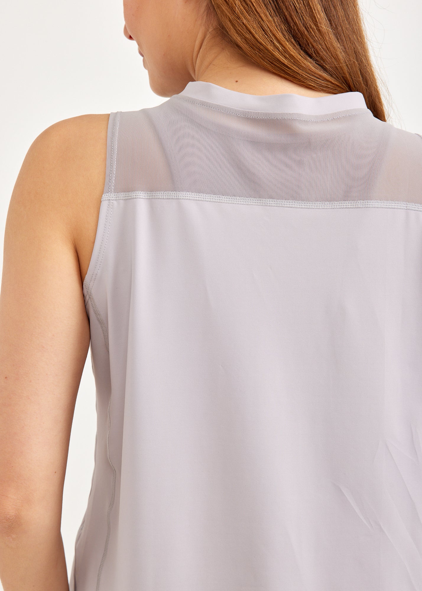 Light gray mesh training tank top
