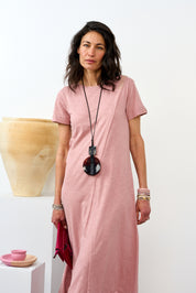 Shell handmade necklace and brown ribbon