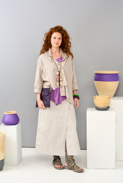 High sandals with straps and gray buckle