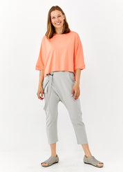 Short sleeve shirt with twisted orange ending