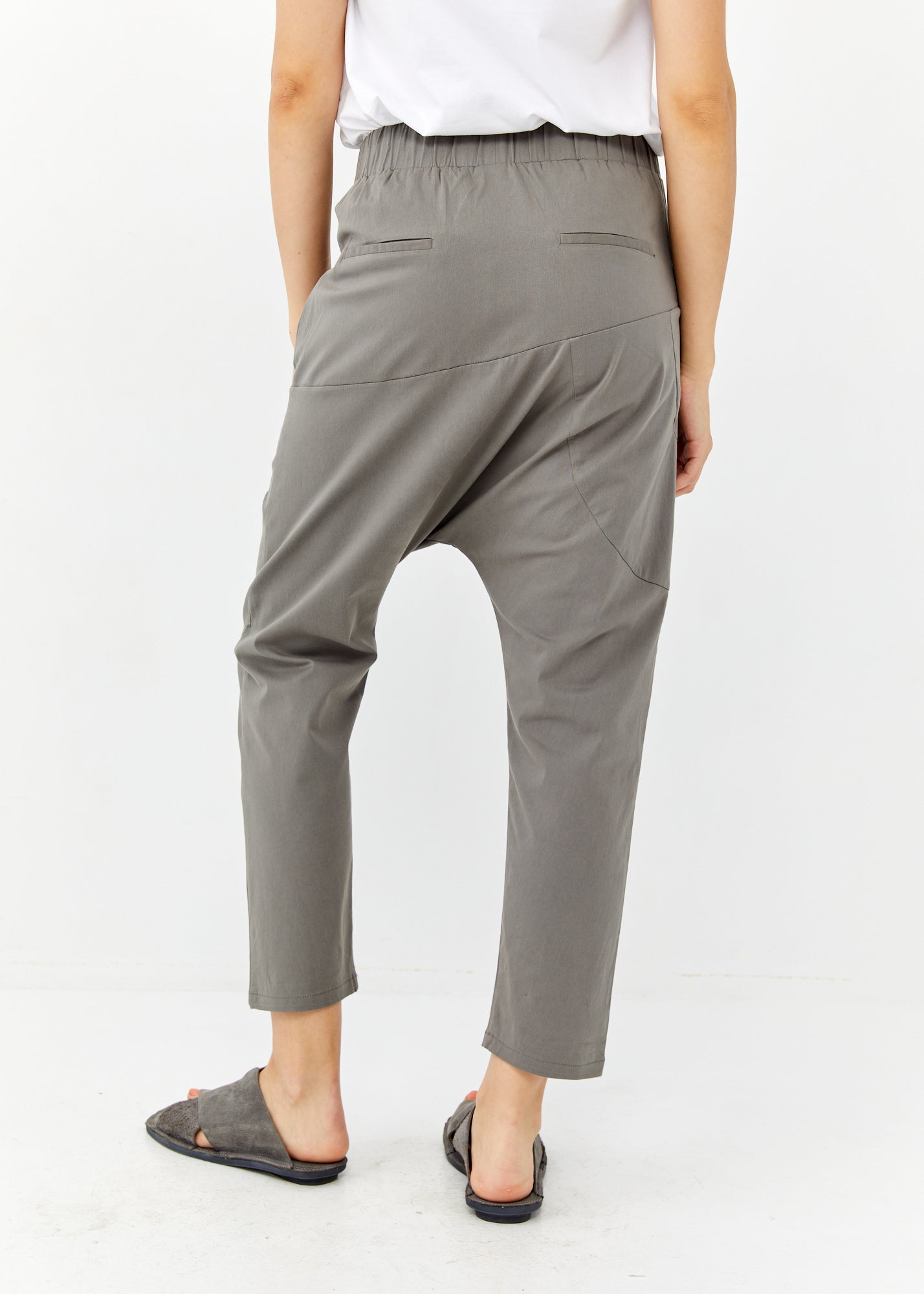 מכנסיים בוי חתכים אלכסוניים כפתור ורוכסן אפור