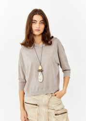 Shirt with a hooded combination light gray and wash