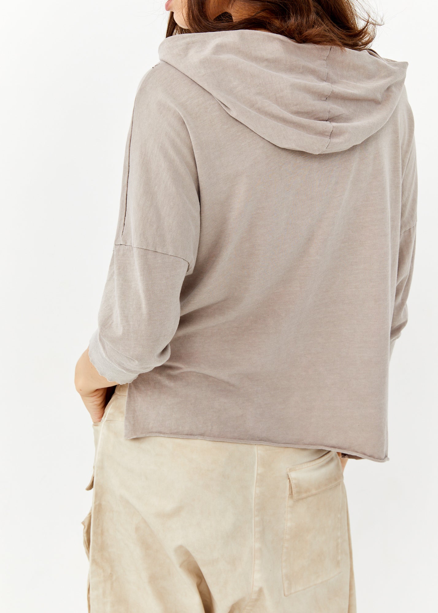 Shirt with a hooded combination light gray and wash