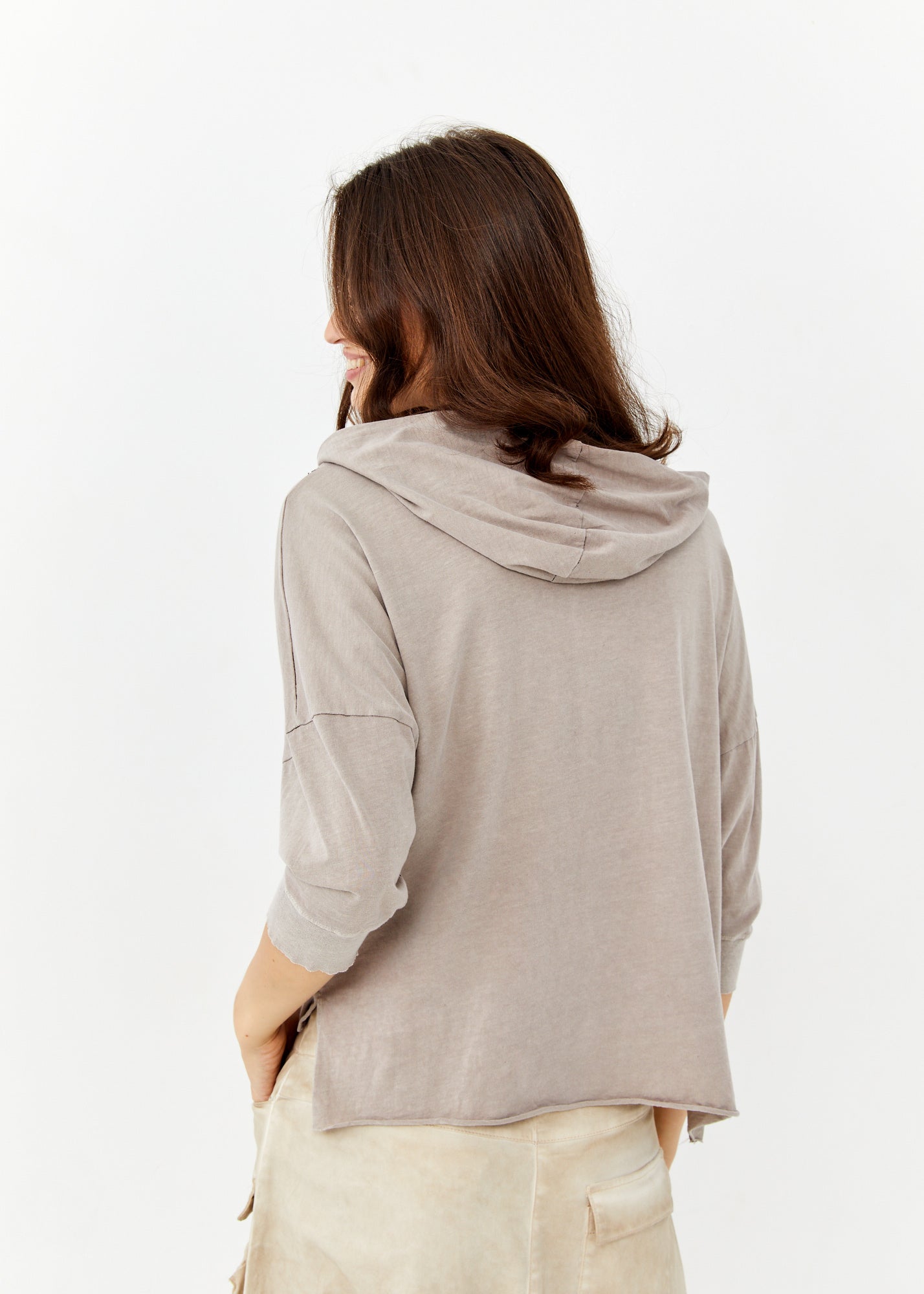 Shirt with a hooded combination light gray and wash