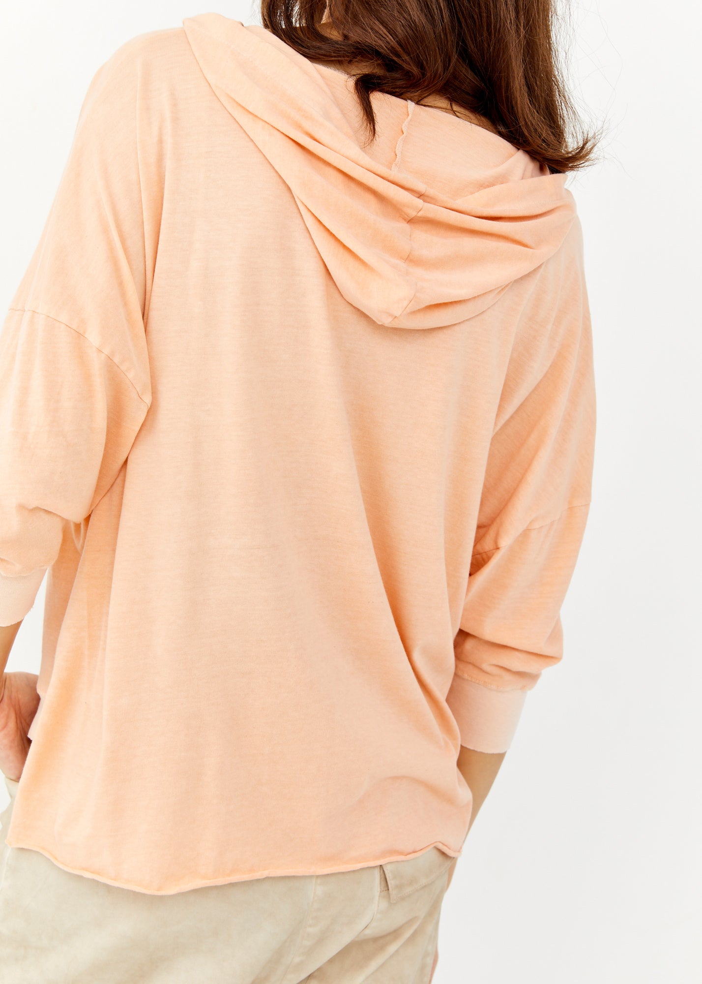 Shirt with a hooded combination rib orange wash