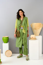 נעלי עקב פלטפורמה רצועה עליונה ירוק