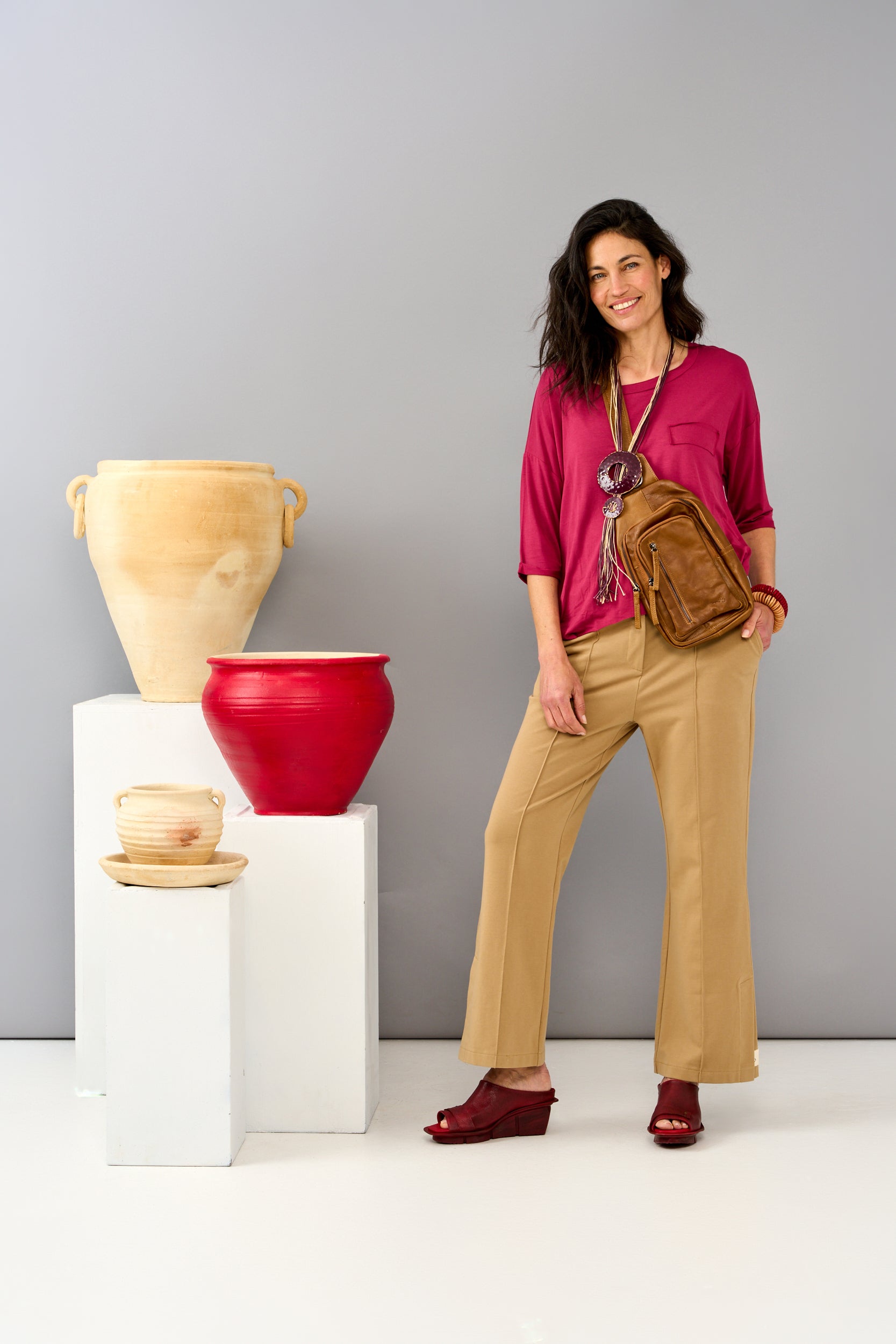 נעלי עקב פלטפורמה רצועה עליונה אדום