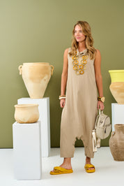 כפכפי עור רצועות משתלבות צהוב