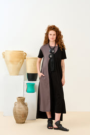 שרשרת עבודת יד דיסקיות וחוט טבעי שחור