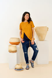 סנדלי עור שוטוחות ווש אפור