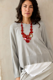 Orange resin circle necklace