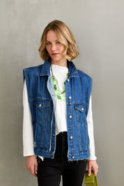 Resin necklace two rows hollow circles gray