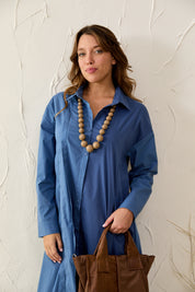 Short wood chip handmade necklace Stone