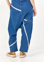 Jeans-like overalls with light blue wash zippers