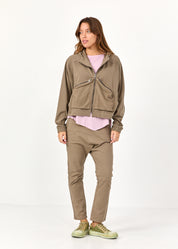 סווטשירט עטלף עם רוכסנים חום