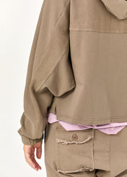 סווטשירט עטלף עם רוכסנים חום