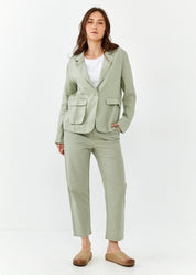 מכנסיים חגורה רחבה פשתן ירוק