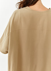 Асимметричная рубашка оверсайз коричневого цвета на пуговицах