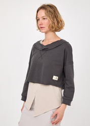 סווטשירט פתח הפוך ותפר אפור כהה