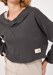 סווטשירט פתח הפוך ותפר אפור כהה