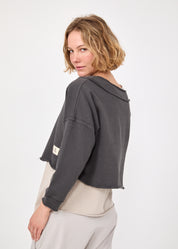 סווטשירט פתח הפוך ותפר אפור כהה