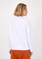 סווטשירט חתכים אלכסוניים וכפתורים לבן