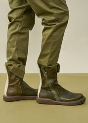 מגפוני נוחות מעור עם רוכסן הפוך חום