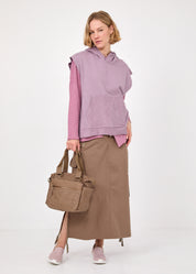 ווסט פתחים מעוגלים וכיס ורוד