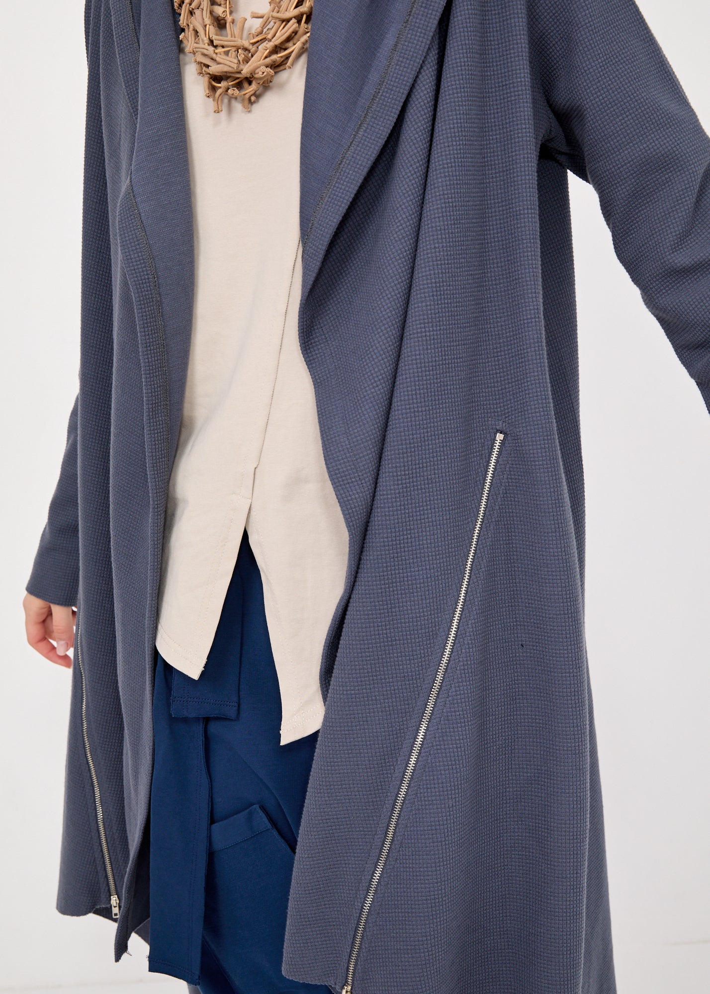 עליונית וופל רוכסנים בצדדים אפור