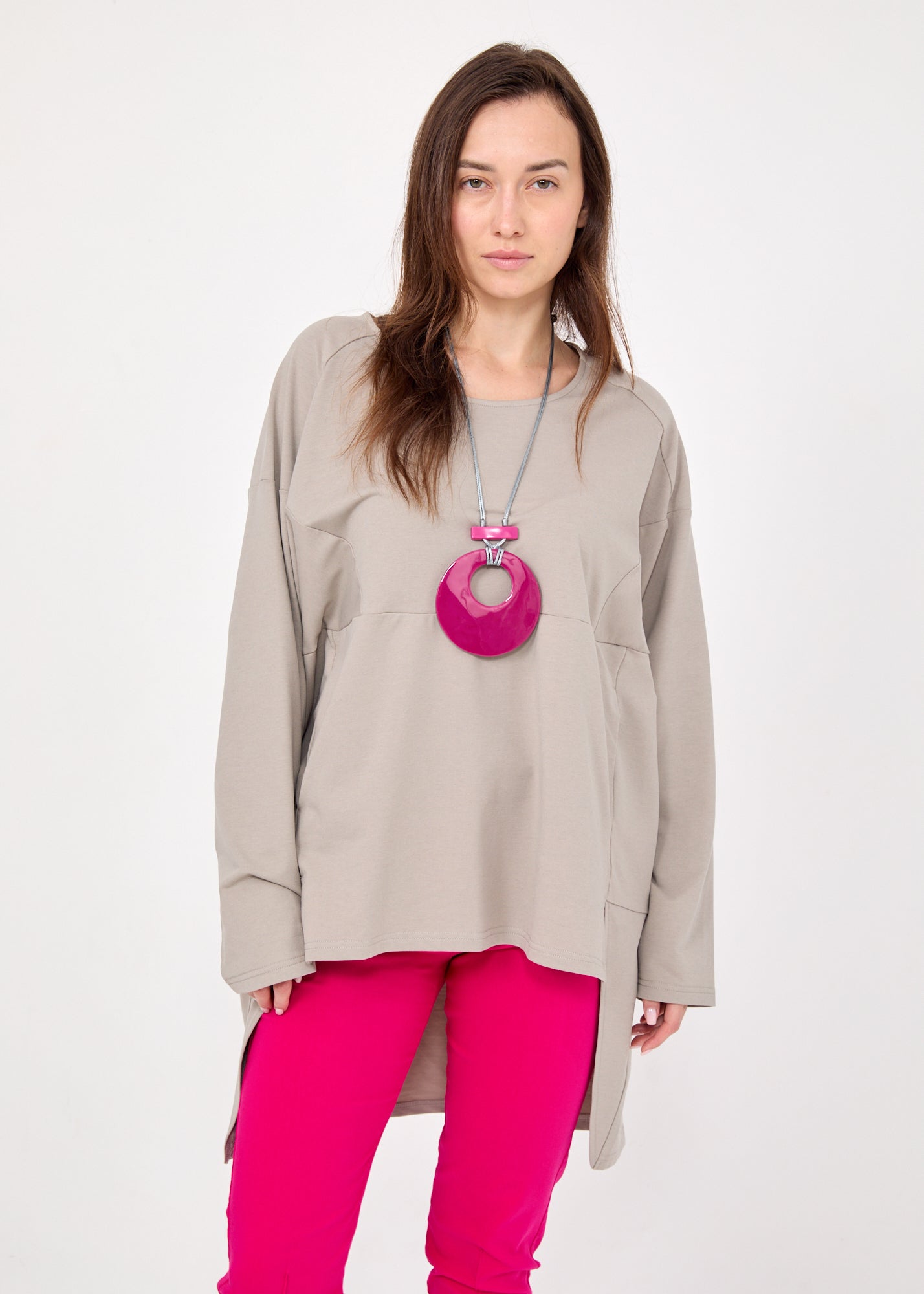 טוניקה כיס קנגרו חתכים אלכסוניים סטון